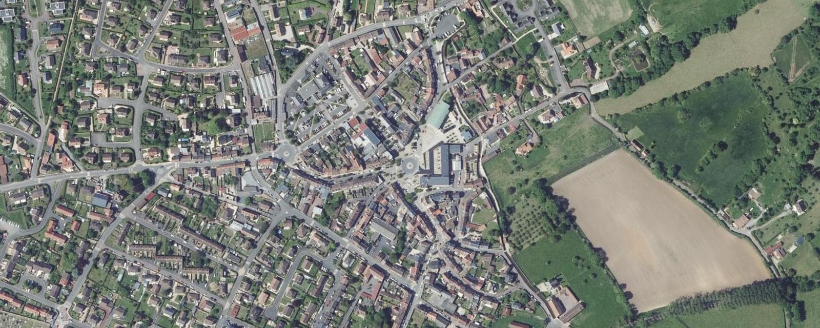 Vue aérienne de Argences (Calvados)
