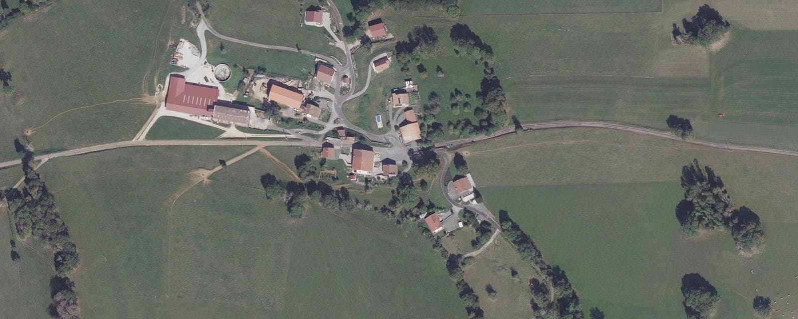 Vue aérienne de Burnevillers (Doubs)