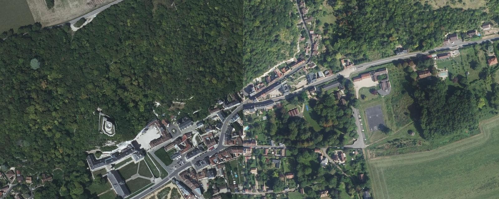 Vue aérienne de La Roche-Guyon (Val-d'Oise)
