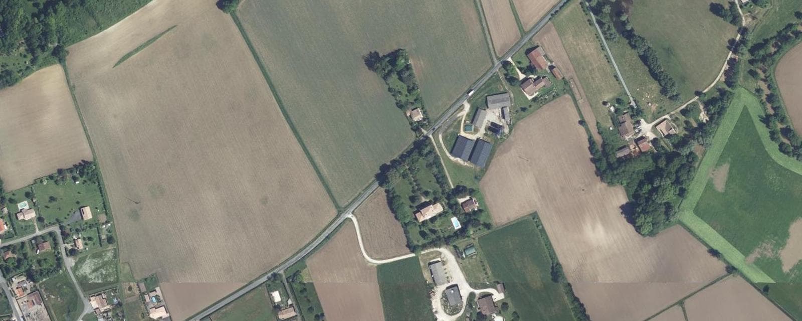 Vue aérienne de La Sauvetat-du-Dropt (Lot-et-Garonne)