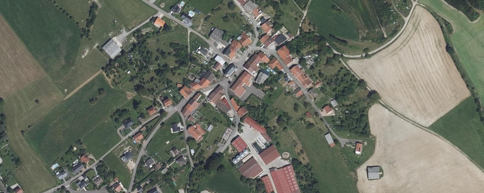Vue aérienne de Obervisse (Moselle)