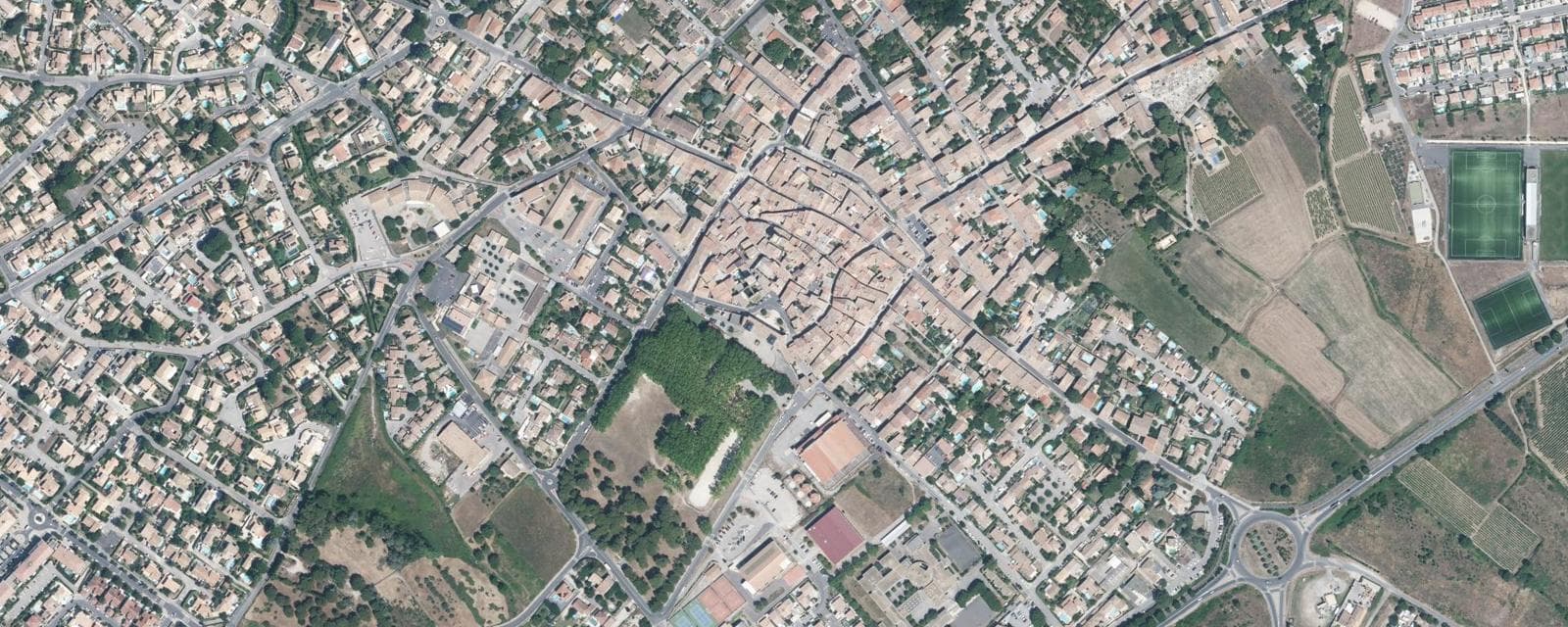 Vue aérienne de Pignan (Hérault)