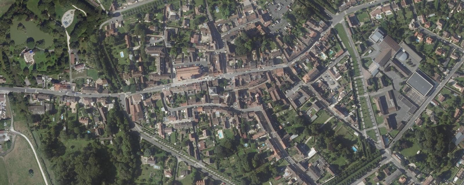 Vue aérienne de Rozay-en-Brie (Seine-et-Marne)