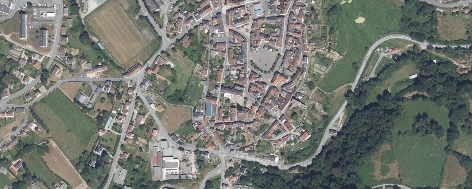 Vue aérienne de Auzances (Creuse)