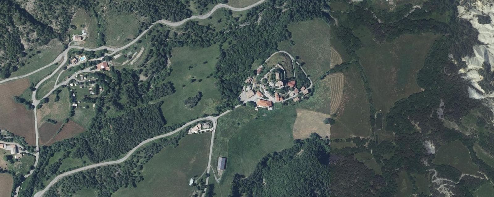 Vue aérienne de Bellaffaire (Alpes-de-Haute-Provence)