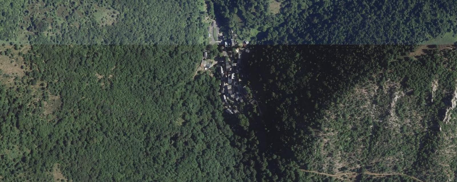 Vue aérienne de Campagna-de-Sault (Aude)