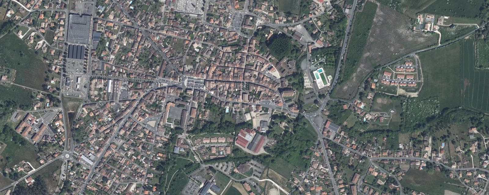 Vue aérienne de Casteljaloux (Lot-et-Garonne)