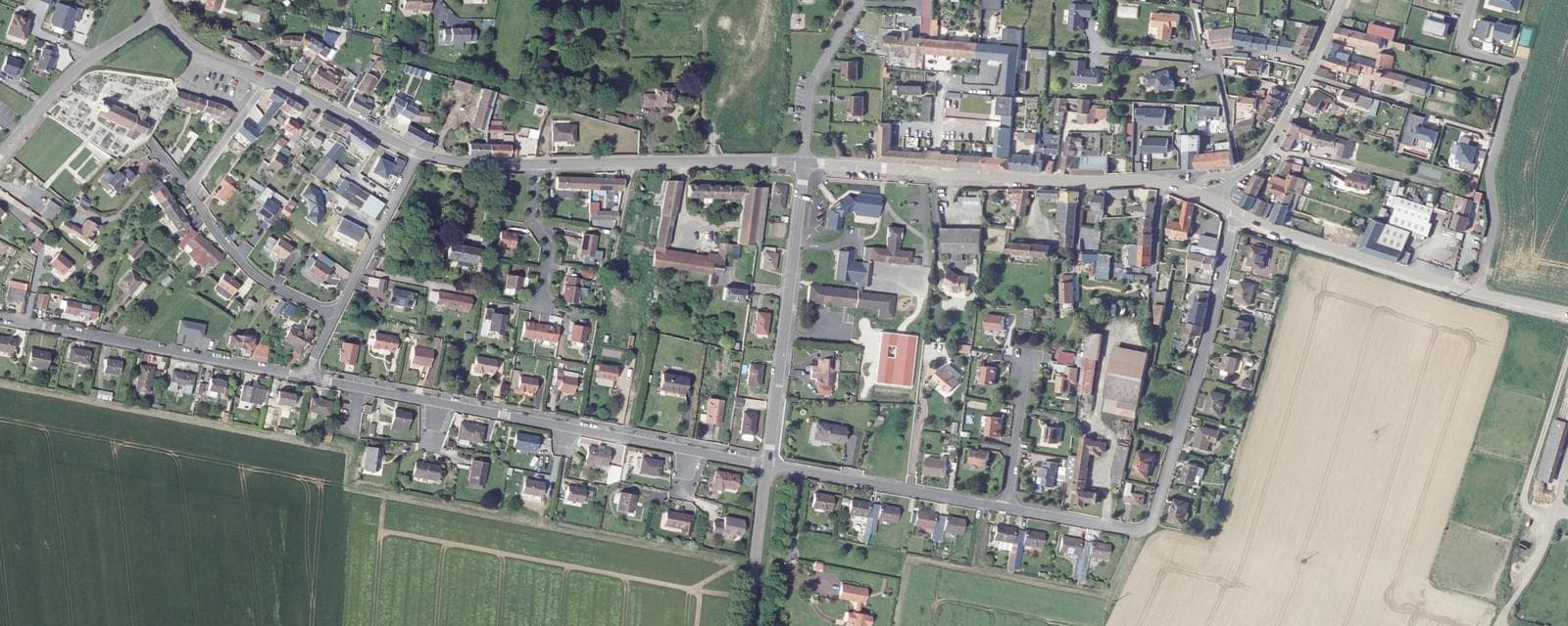 Vue aérienne de Escoville (Calvados)