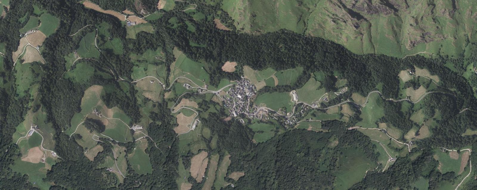 Vue aérienne de Larrau (Pyrénées-Atlantiques)