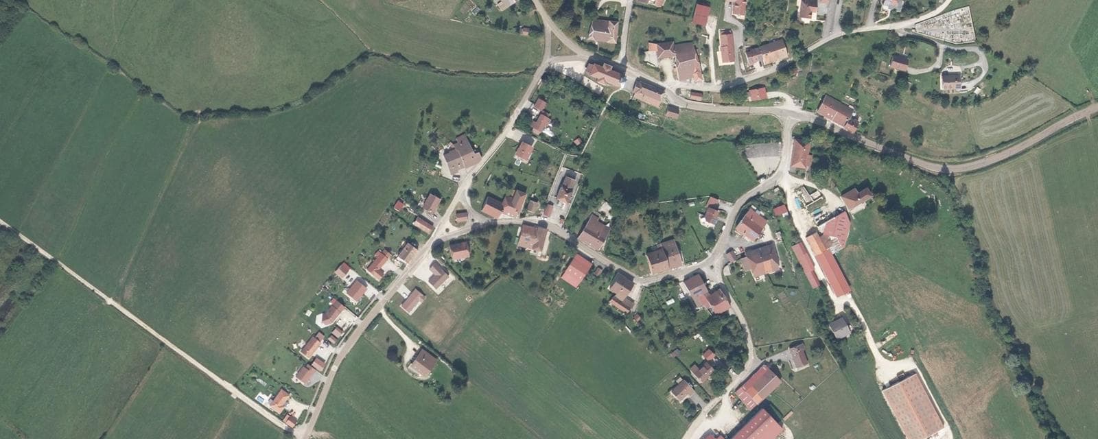 Vue aérienne de Le Vaudioux (Jura)