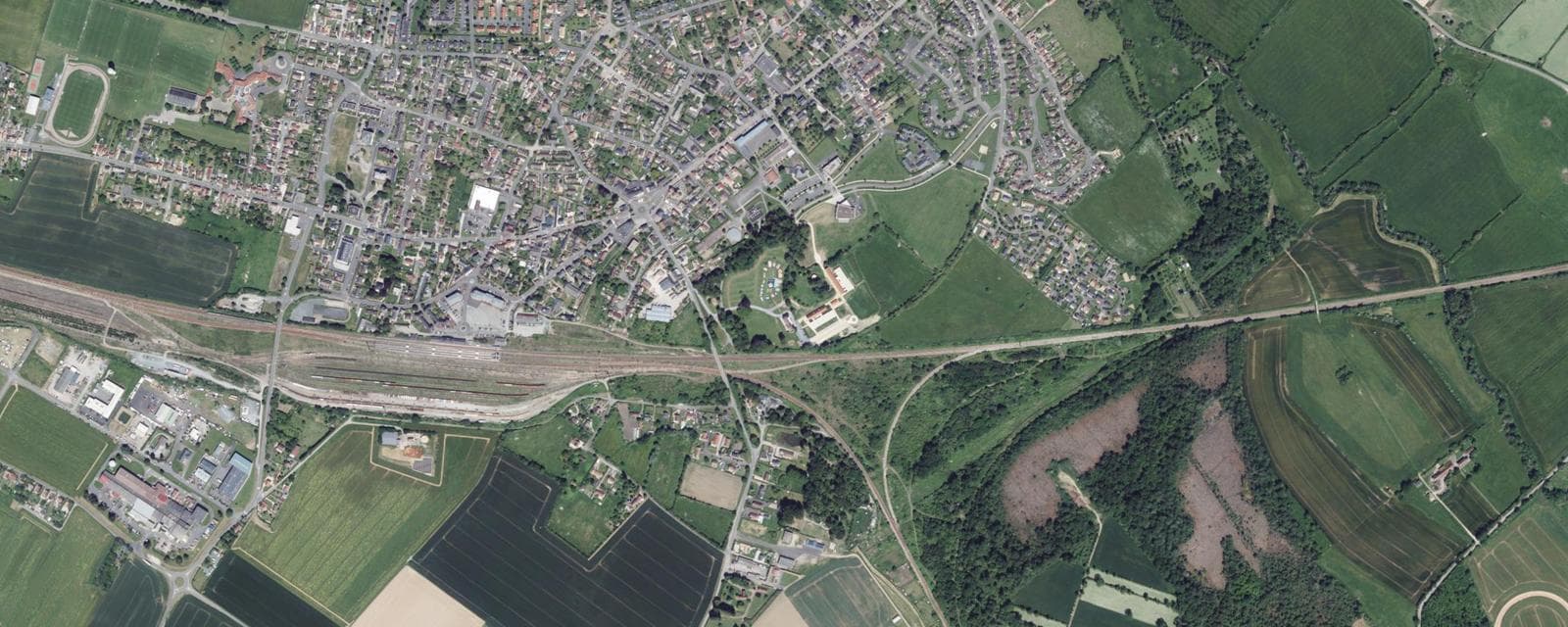 Vue aérienne de Mézidon Vallée d'Auge (Calvados)