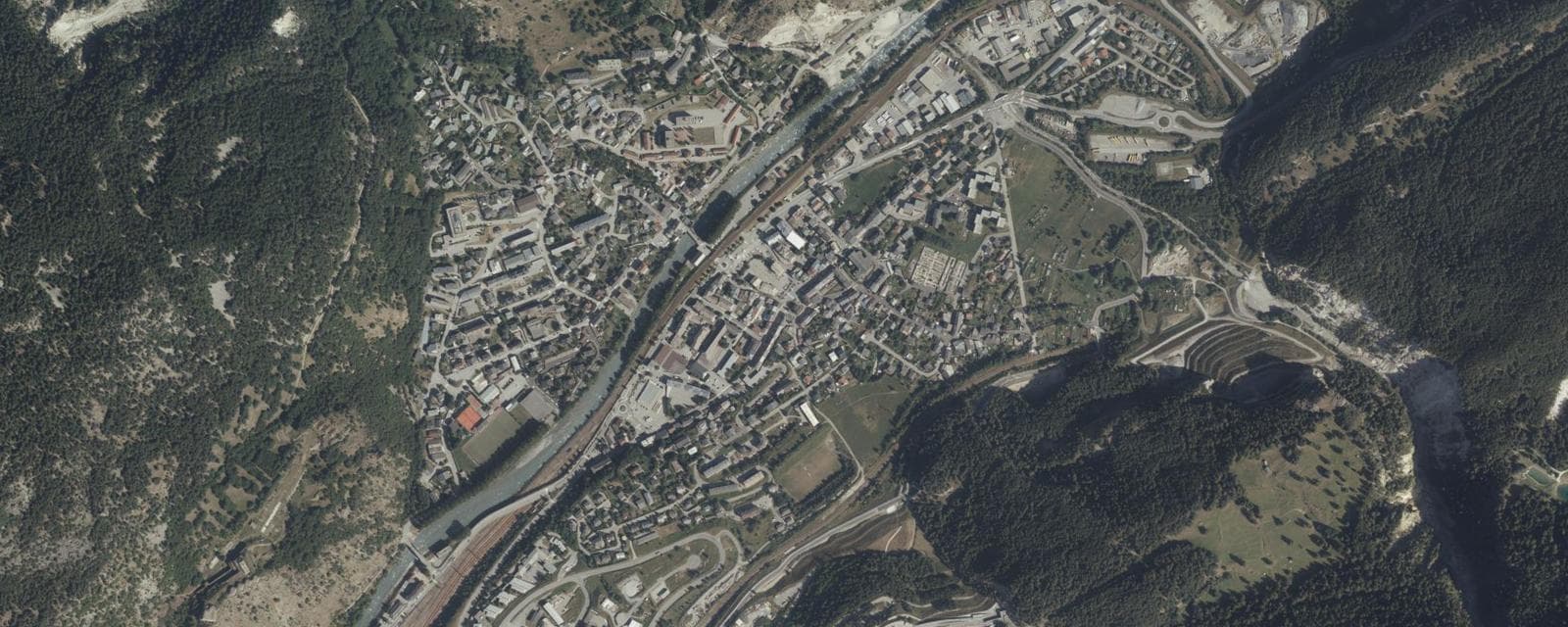 Vue aérienne de Modane (Savoie)