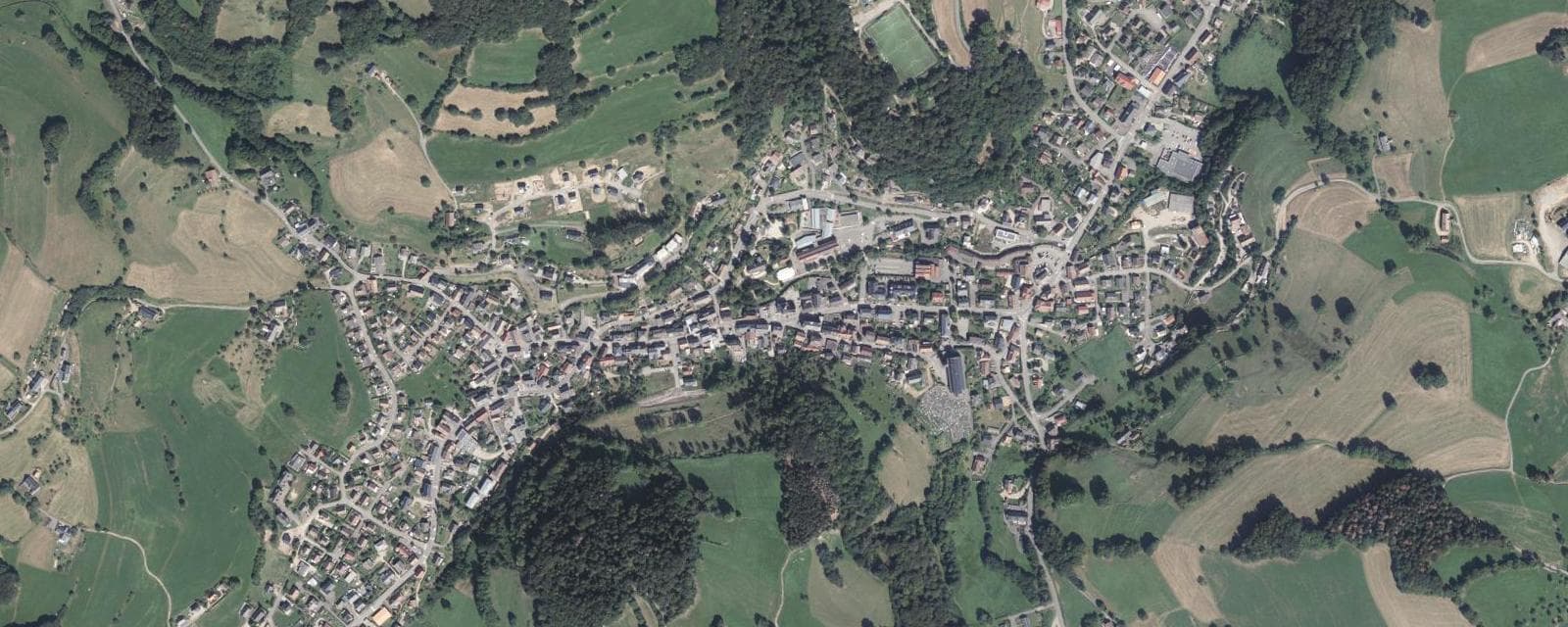 Vue aérienne de Orbey (Haut-Rhin)