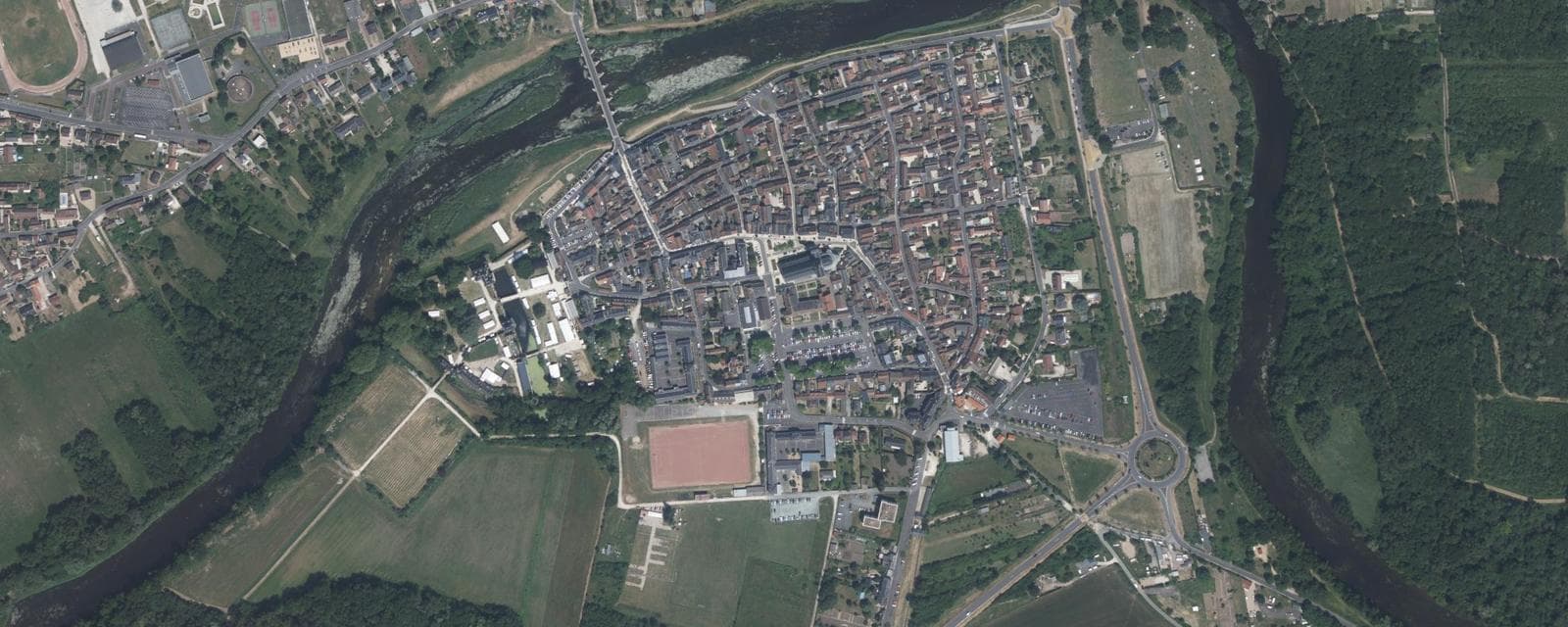 Vue aérienne de Selles-sur-Cher (Loir-et-Cher)